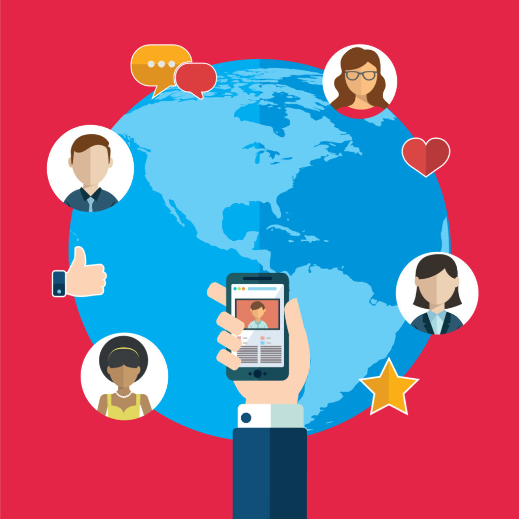 "Social media marketing campaigns targeting global customers"